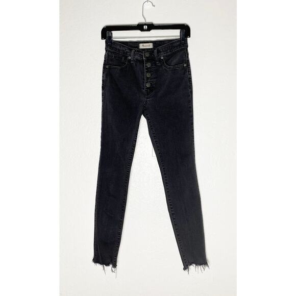 Madewell Women's 9" High Rise Skinny Ankle Jeans Stretch Button Front Raw Hem - Picture 1 of 11